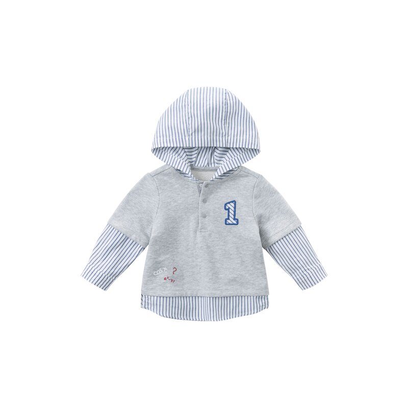 DBX14402 Dave Bella Herfst Baby Jongens Knappe Brief Gestreepte Hooded T-shirt Kinderen Tops Jongens Kinderen Tees: 24M (80cm)