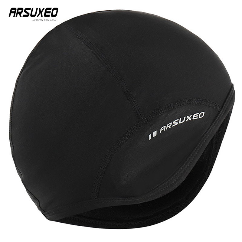 ARSUXEO Road Thermal Cycling Cap Spring Winter Bike Hat Head Cap for Men Fleece Cap Gorra Deportiva Bicycle Cap