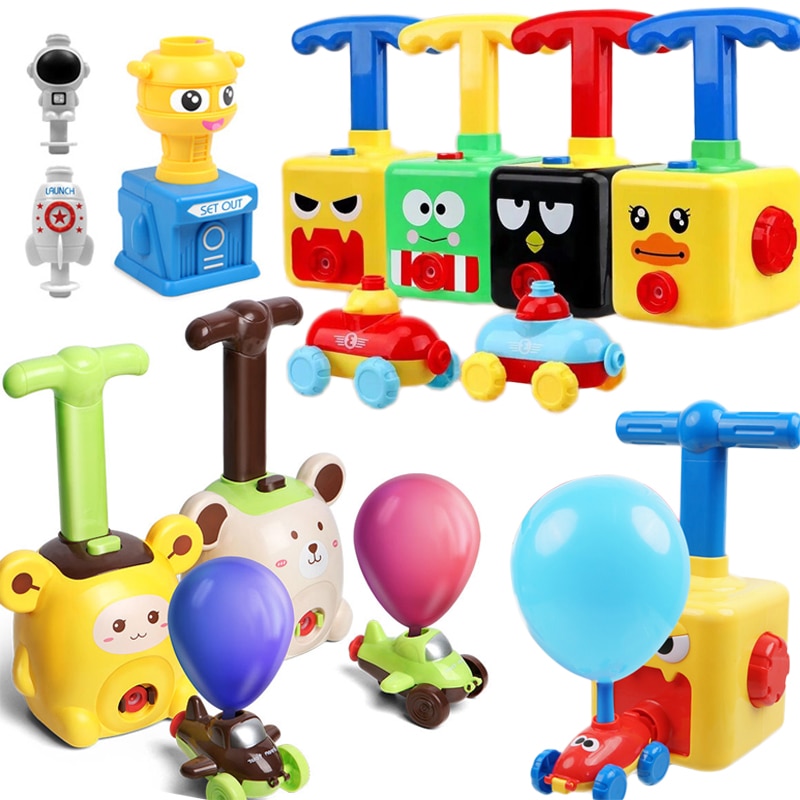 Power Balloon lancio torre giocattolo Puzzle divertimento educazione inerzia Air Power Balloon Car Science giocattolo per bambini regalo