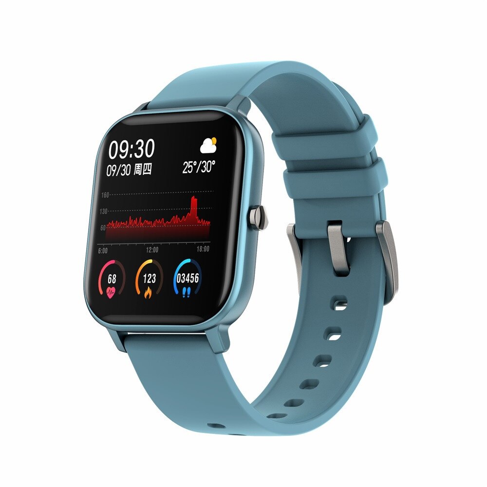 P8 Slimme Horloge 1.4 Inch Full Touch Horloge Bluetooth Fitness Tracker Hartslag Sleep Monitor Horloge Slimme Armband Voor Ios android: Blue 