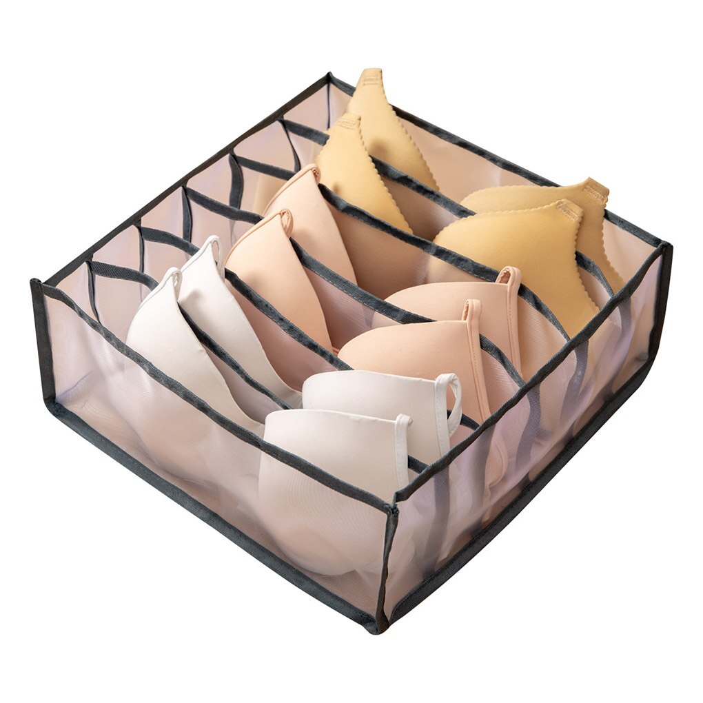 Unterwäsche Bh Socken Panty Lagerung Boxen Schrank Organisatoren Kleiderschrank Heimat Organisation Schublade Teiler Schlafsaal Sparen Raum: 6 Gitter grau