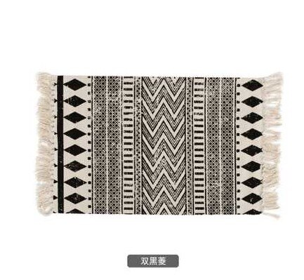 Kilim tapis moderne à rayures | Tapis de salon 100% coton, tapis géométrique indien, noir blanc, contemporain, style nordique de bohémien: A / 130X60CM
