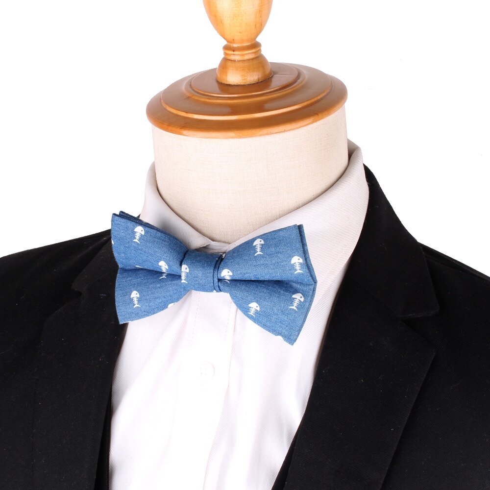 Jeans Bow tie For Groom Denim Bow tie For Men Women Bow knot Adult Wedding Bow Ties Cravats Blue Groomsmen Floral Bowtie