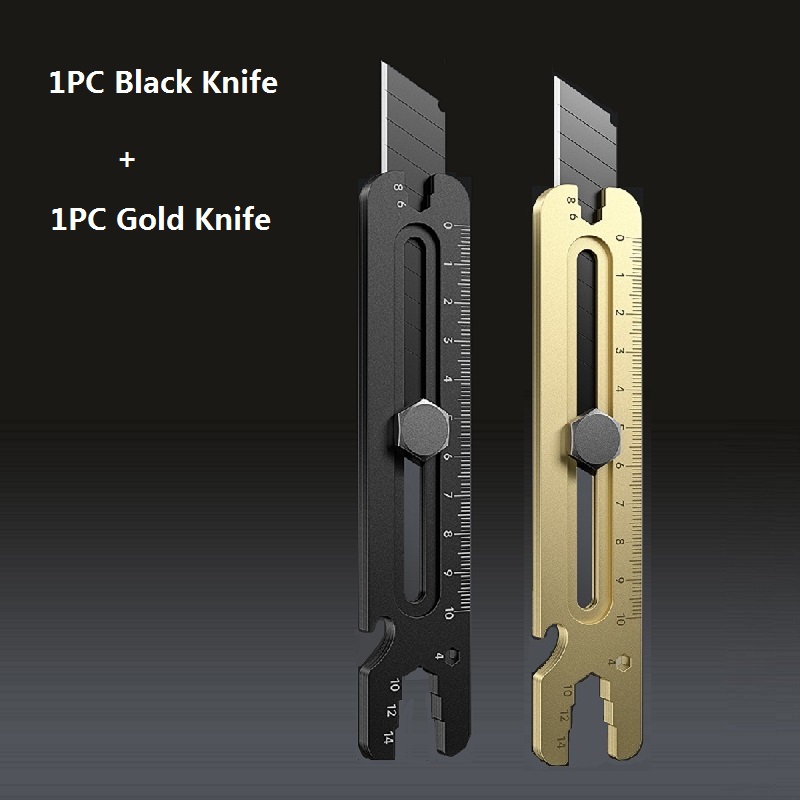 Mes Roestvrij Staal, 4 In 1 Multifunctionele Afbreeksleutel Van Industriële , 18Mm Zware Lederen Behangsnijder: Donkergrijs