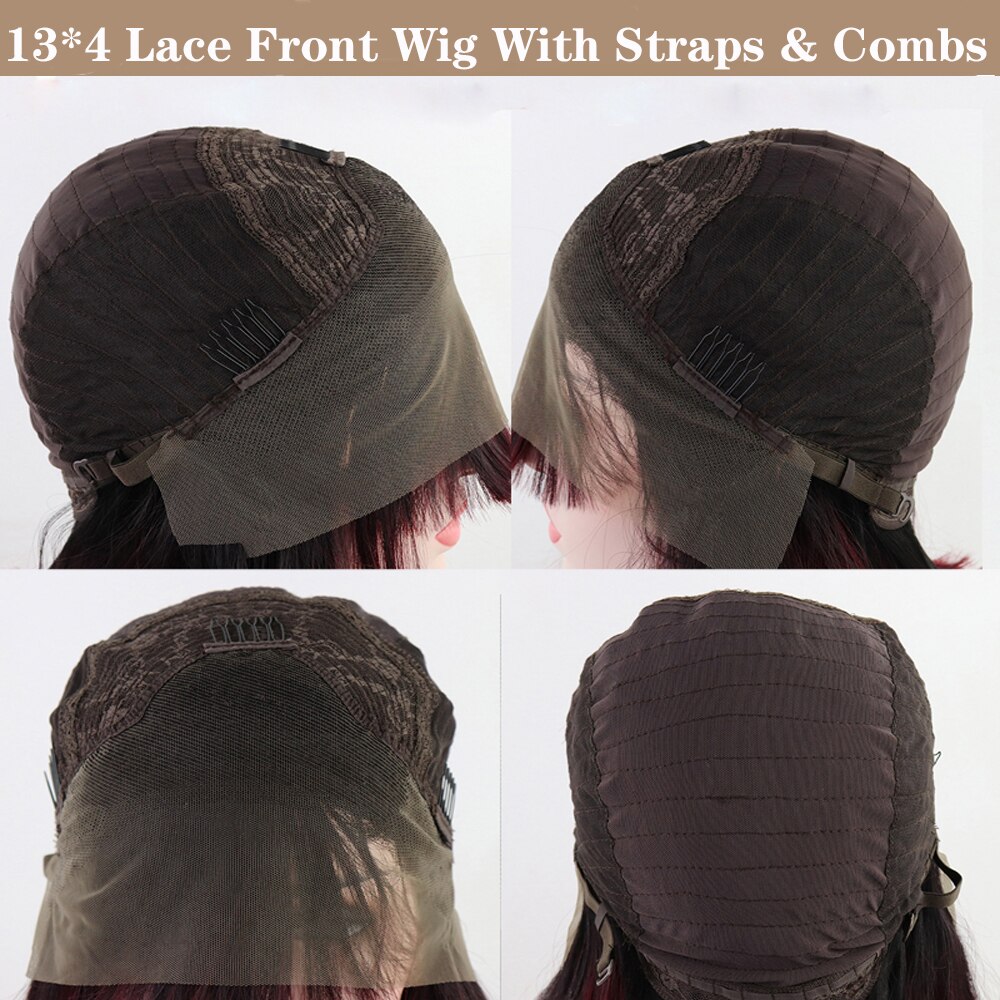 Ombre Brown 1B30 color Hair Lace Front Wigs Dark Root Ombre Synthetic Long Straight Wigs Heat Resistant Fiber Hair Cosplay Wig