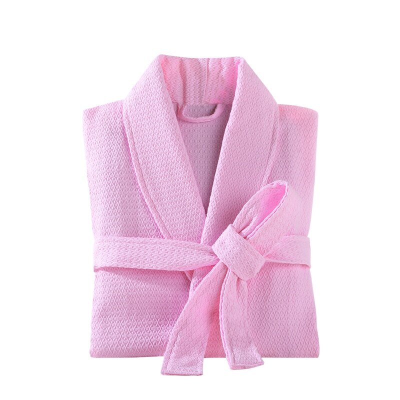 100% Katoen Mannen Badjas Borduren Wafel Zachte Kimono Gewaad Hotels absorberende Nacht Kamerjas pijamas Bruidsmeisje unisex Robe: Pink / L