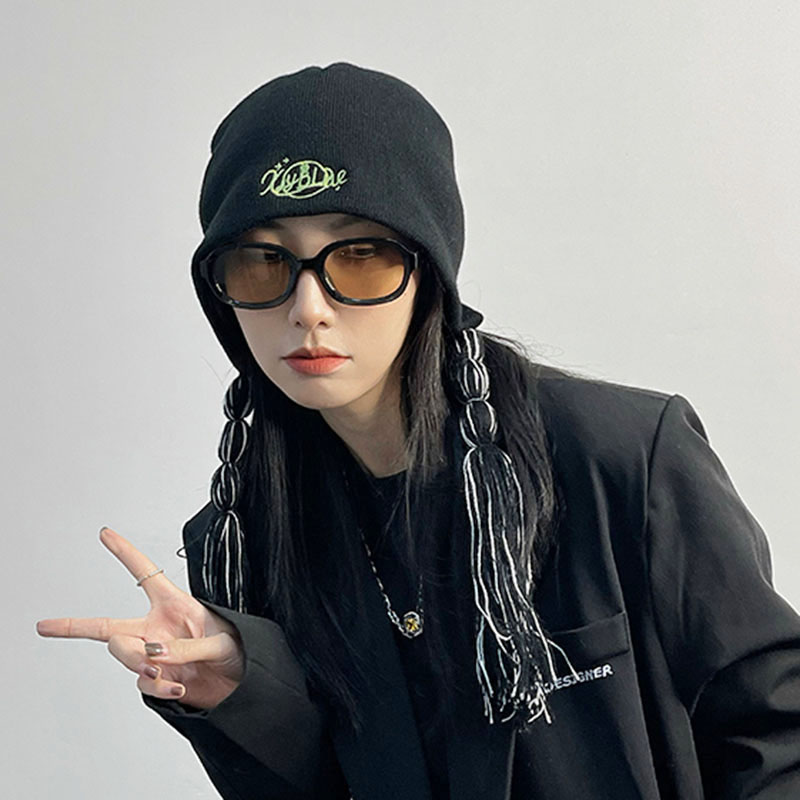 women&#39;s winter hat dreadlocks Hat with ear flaps flat caps hip hop hats Embroidered letter cap Cotton hand woven Hat
