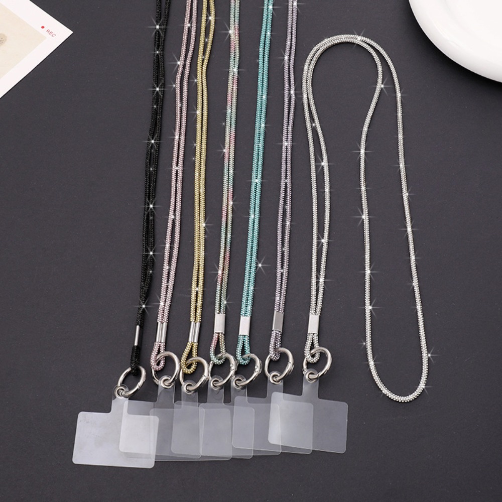 1pc Bright Rhinestone Phone Lanyard Crystal Bling Bling Phone Case Chain Straps Diamond Phone Anti-lost Rope Phone Accessories