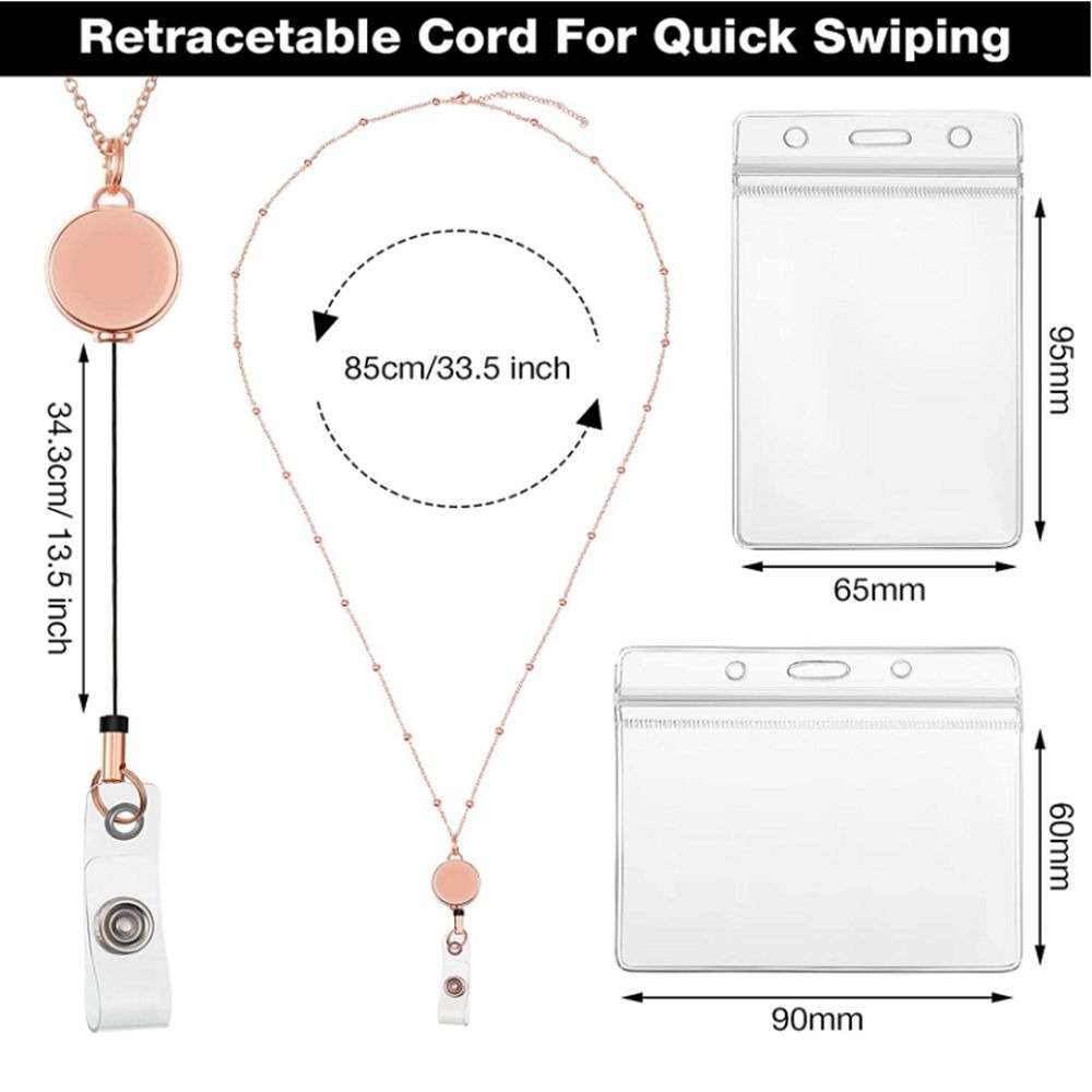 Naamkaartje sleutelhanger roestvrij staal DIY kralen Lanyard badgehouder ketting intrekbare badge reel Lanyard met ID-kaarthouders