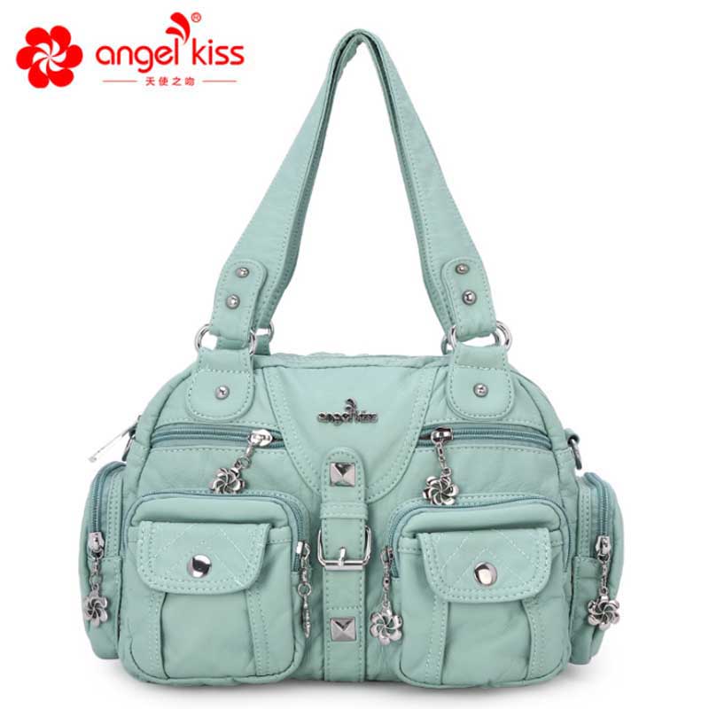 Vrouwen Handtas Vrouwelijke Pu Lederen Tassen Handtassen Dames Draagbare Schoudertas Office Dames Hobos Bag Totes: Light green