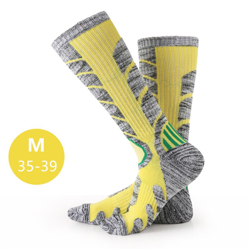 Outdoor Skiën Sokken Warm Vocht-absorberende Warm Knie Hoge SportSocks Skiën Snowboarden Gereedschap: Yellow M(Female)