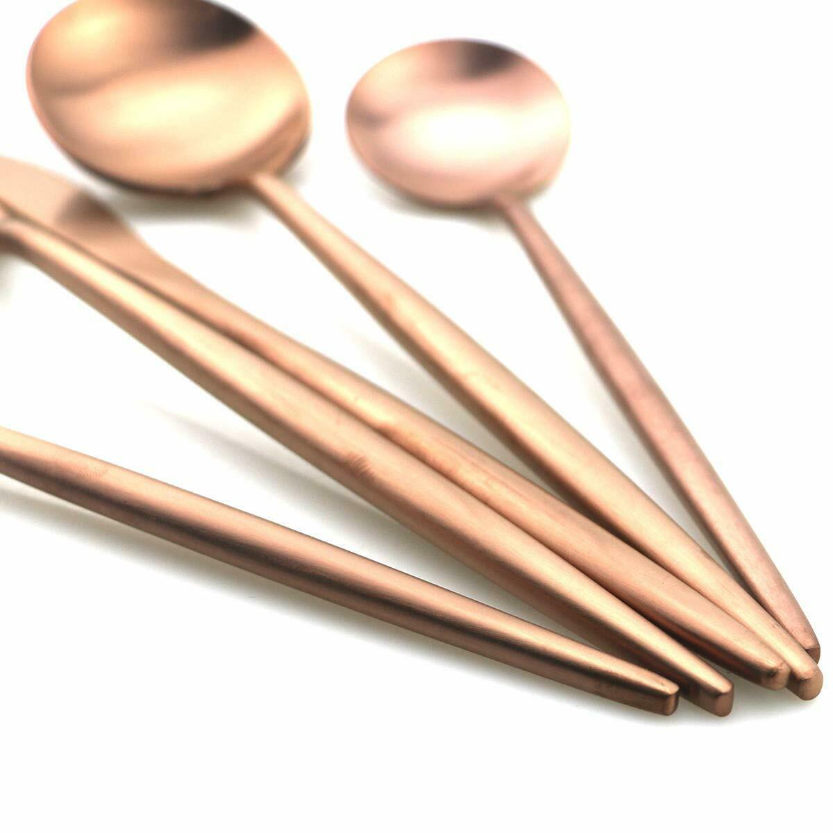 1Piece Rose Gold 18/10 Stainless Steel Dinnerware Set Tea Dinner Scoops Forks Steak Knives Cutlery Set Luxury Silverware Set