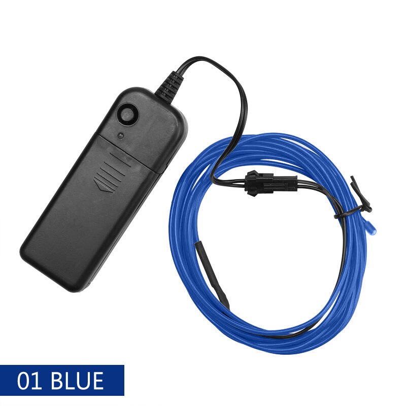 Cable de alambre LED de neón para de baile de Navidad, luz luminosa para decoración de coche, Rave, 1m/3m, novedad: Blue / 3M
