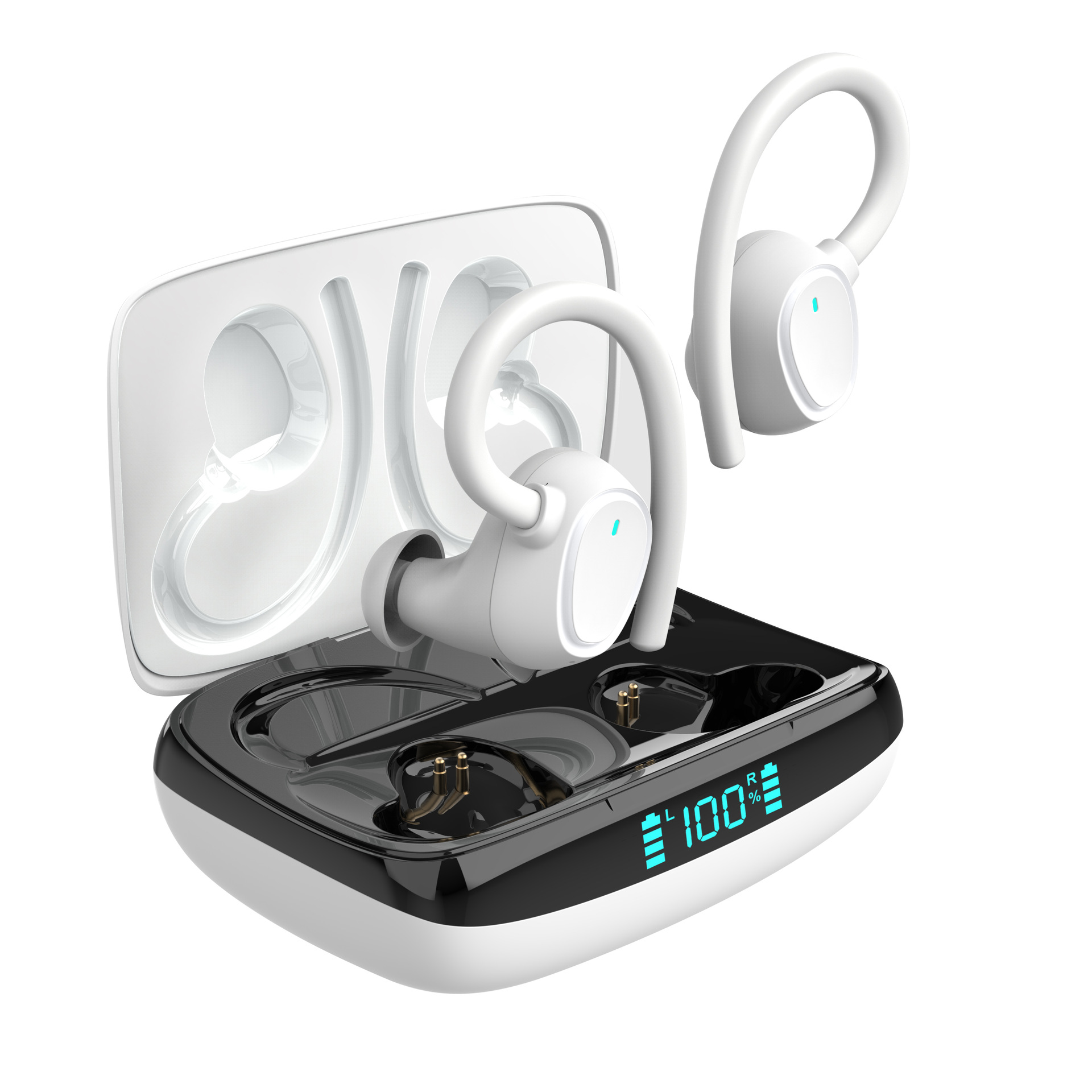Wireless Headphones Touch Control Sports Waterproof Bluetooth Earphone HiFi 9D Bass Stereo Earphone Headset With Microphone: White