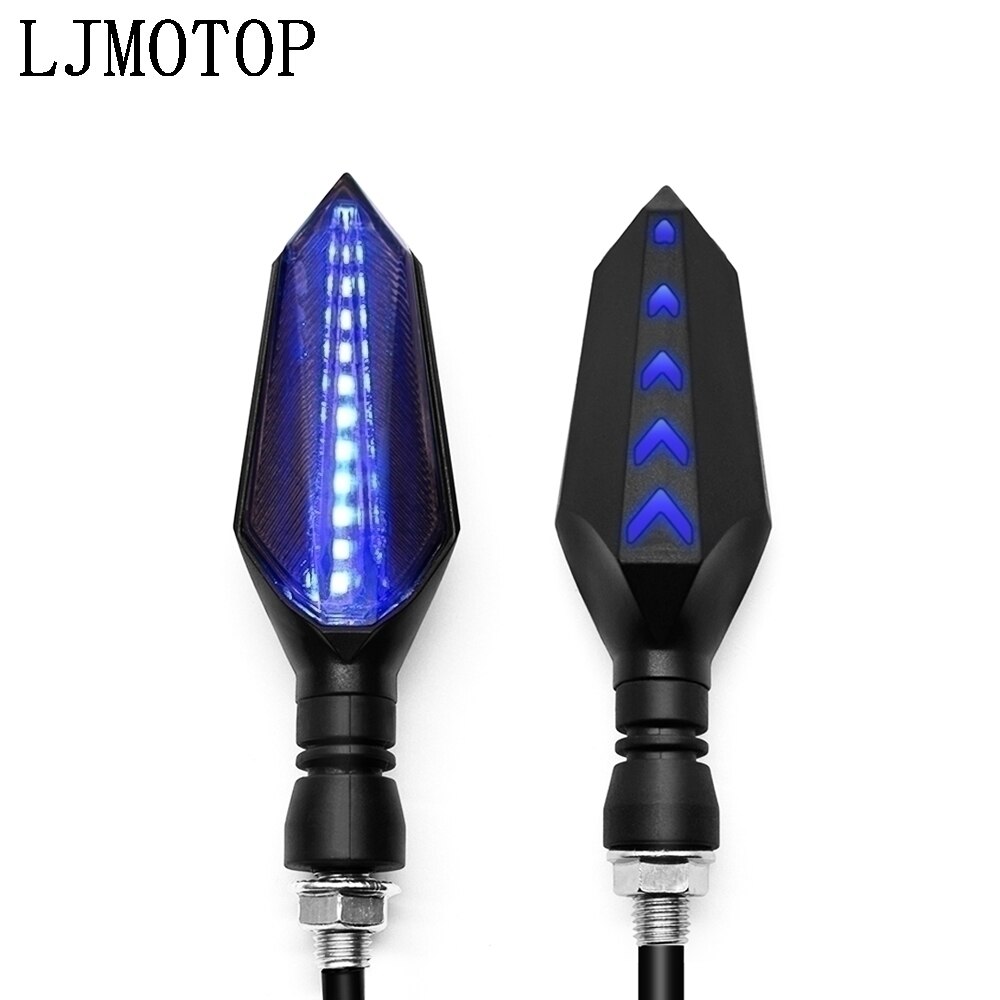 Universell motorsykkel ledet blinklys lampe sekvensiell flytende blits indikatorlys gult løpelys: 1 par blå-blå
