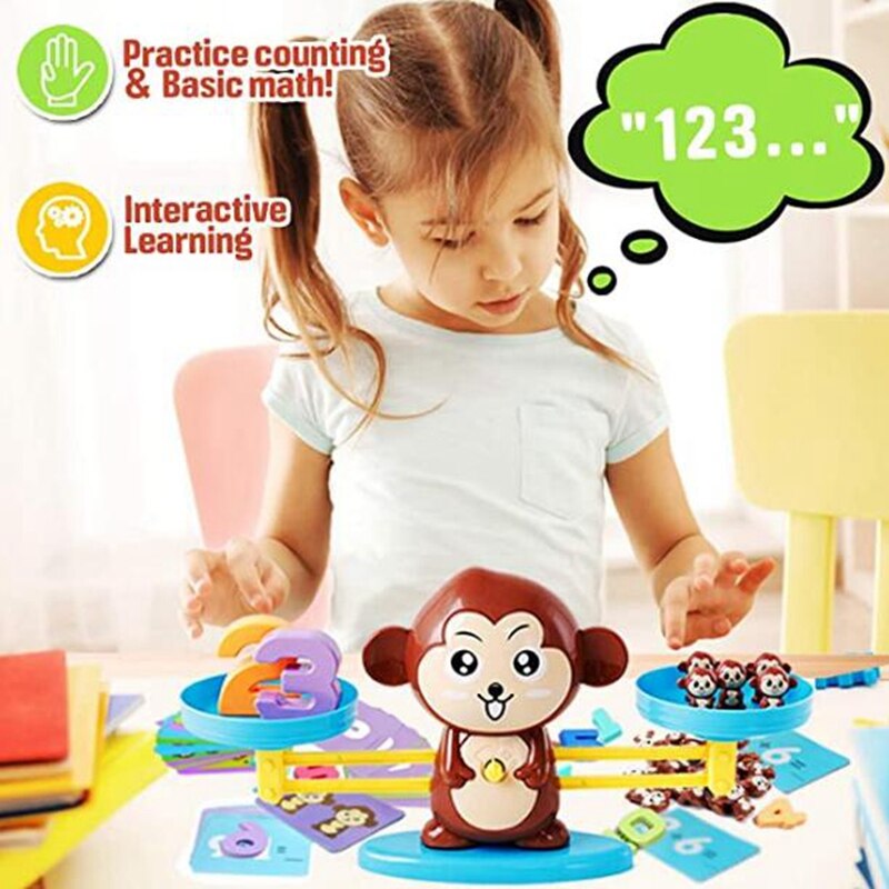 Singe Balance comptage Cool jeu de mathématiques-tige jouet, adapté pour 3, 4 et 5 ans outil éducatif d'enseignement des mathématiques pour enfants
