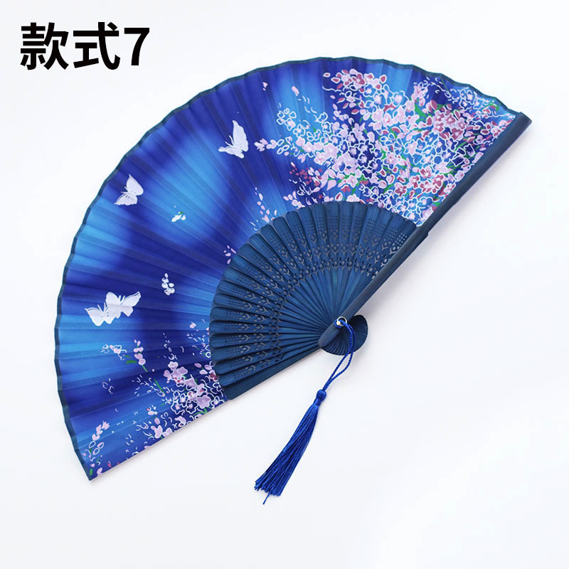 Éventail de danse classique chinois et japonais en soie, à tige en bois, de , , pour femme, décoration de la maison: 7