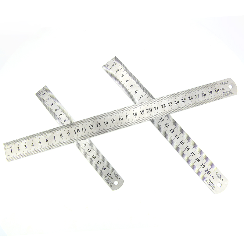 1pcs Straightedge Double Side Scale Metal Ruler Stainless Steel Woodworking Drawing Measuring Tools 0-15/25/30mm