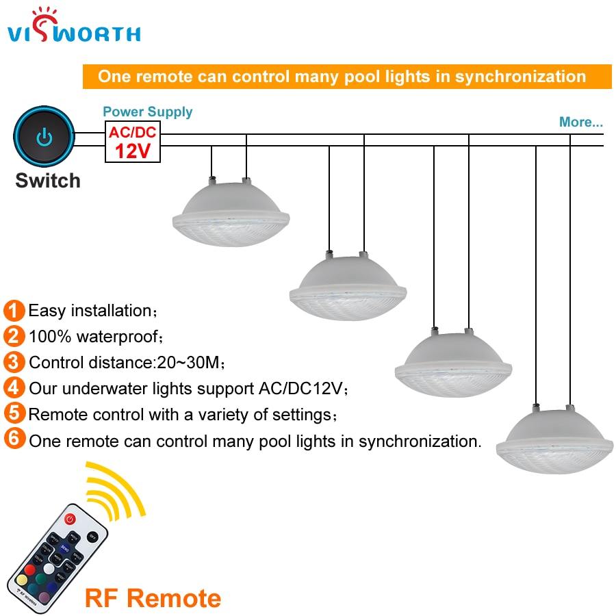 Lâmpada led subaquática par56, rgb, 12v, 24w, 36w, à prova d&#39;água, ip68, iluminação para lago, substituição de lâmpadas de halogênio