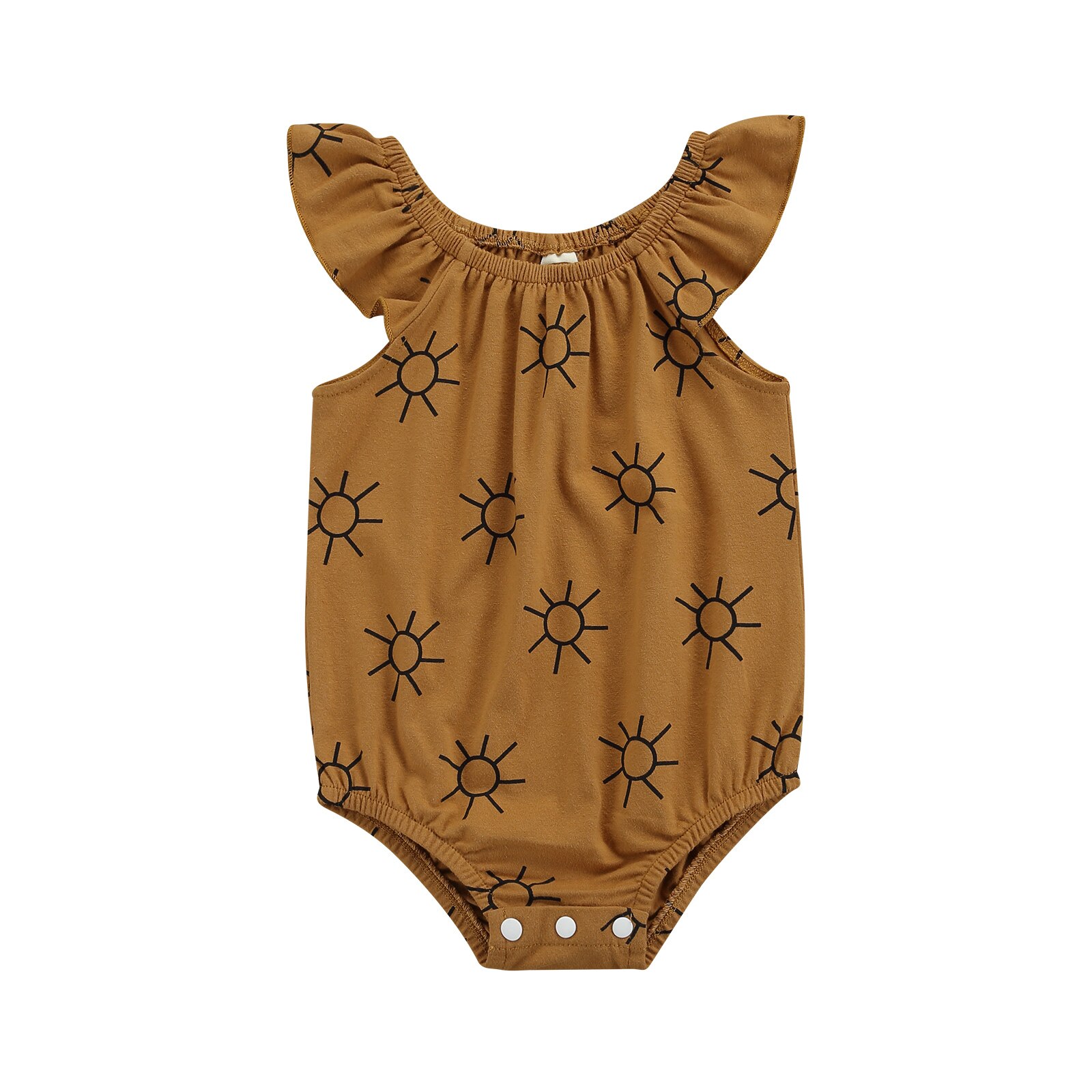 Newborn Baby Girls Boys Jumpsuits Sun Printed Ruffles Short Sleeve Rompers Outfits 0-18M