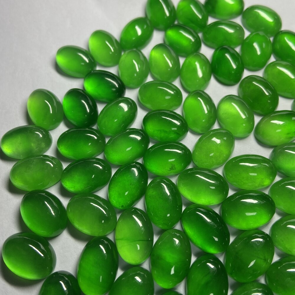 Meisidian Neue Farbe 5A Oval 10x14mm Cabochon Natürliche GrüNe Birma Jadeit Jade Stein Für Ring, Der