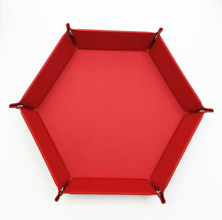 Sekskant foldbare terninger bærbare foldende terninger rullende bakke kasse terning spil opbevaring kontor hjem desktop nøgler blyant arrangør: Rød