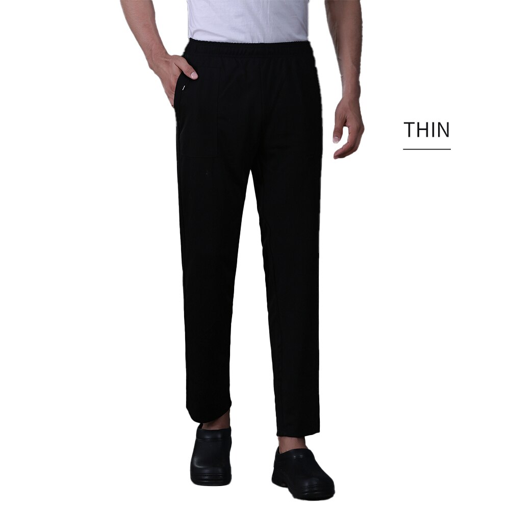 Chef Pants Stretch Elastic Pants Kitchen Restaurant Uniforms Hotel Work Wear Catering Waiter Cook Pants Chef Bottoms Trousers: Thin / 29