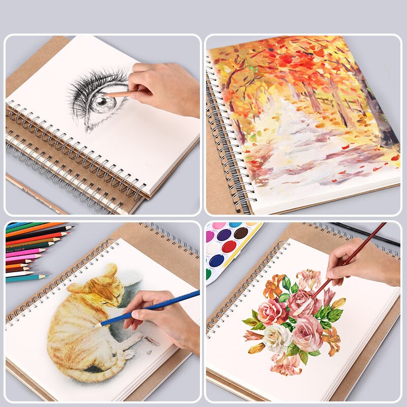 Drawing sketchbook Thick paper 160 GSM Spiral notebook diary Art school supplies Pencil drawing notepad Stationery