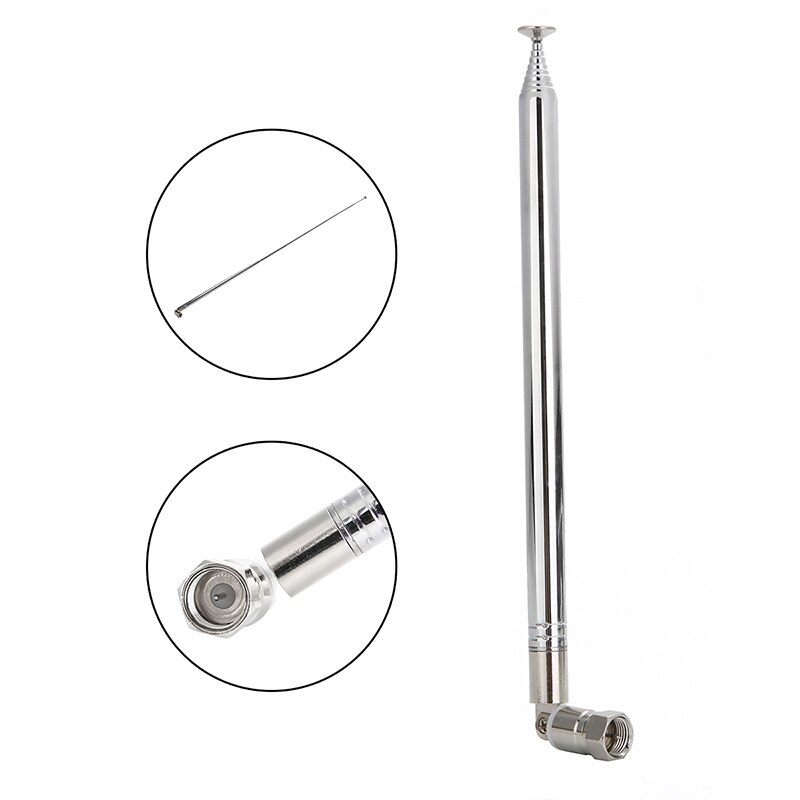 1.2m Telescopic Aerial Antenna 10 Sections Extendable FM Antenna Receiver Universal Aerial For Most F Connector DAB FM Radio