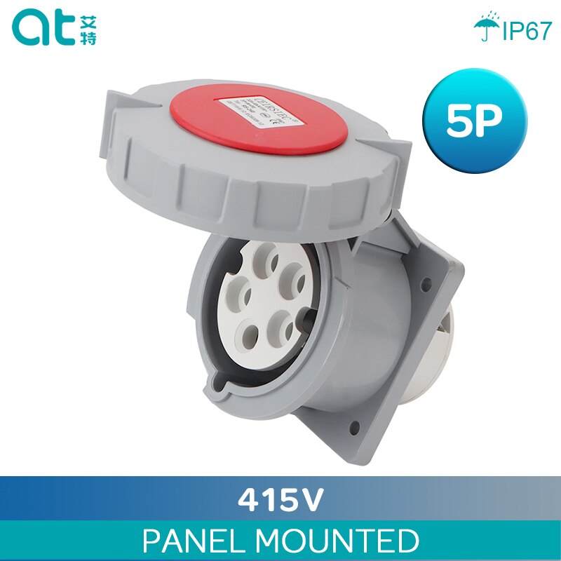IP67 Waterproof Industry Power Socket 3 4 5 Pin 16A 32A Surface Mounted and Panel Mounted