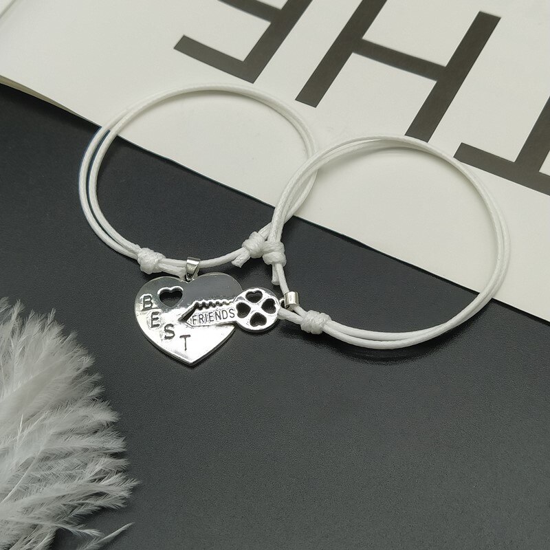 Bracelet Yin Yang de Style chinois pour hommes et femmes, 2 pièces, noir et blanc, corde ajustable, bijoux à la ,: F