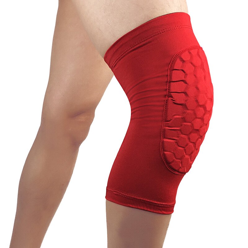 1Pcs Honeycomb Basketbal Kniebeschermers Been Mouwen Cellulaire Voetbal Volleybal Voetbal Kneepad Kalf Ondersteuning Ski Fietsen Been Warmer: Red / L