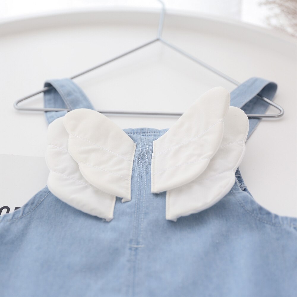 Halilo Bambini Tuta Per Le Ragazze Del Fumetto Blu Del Denim Del Bambino Della Ragazza Della Tuta di Estate Dei Bambini Dei Vestiti Poco Ragazze Dei Jeans Dei Camici