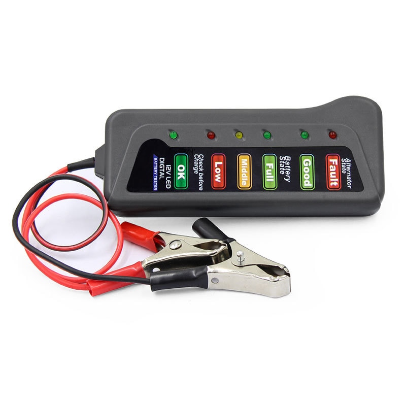 Potable Mini 12V Car Battery Tester Digital Alternator Test Scanner 6 LED Lights Display Automotive Diagnostic Inspection Tool