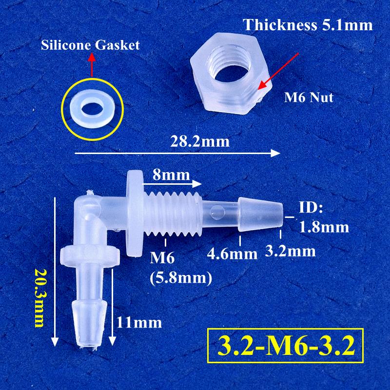 Connecteur coudé perforé pagode + joint en Silicone, adaptateur de réservoir d'aquarium, Joint de tuyau d'eau de jardin M6 ~ G1/2 à 2.4-11.1mm, 5 à 200 pièces: Or / 1/2 ''