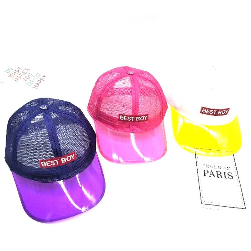 Europa amerika transparante borduurwerk kinderen baseball pet lente zomer plastic merk snapback mesh hoed voor jongens net pet