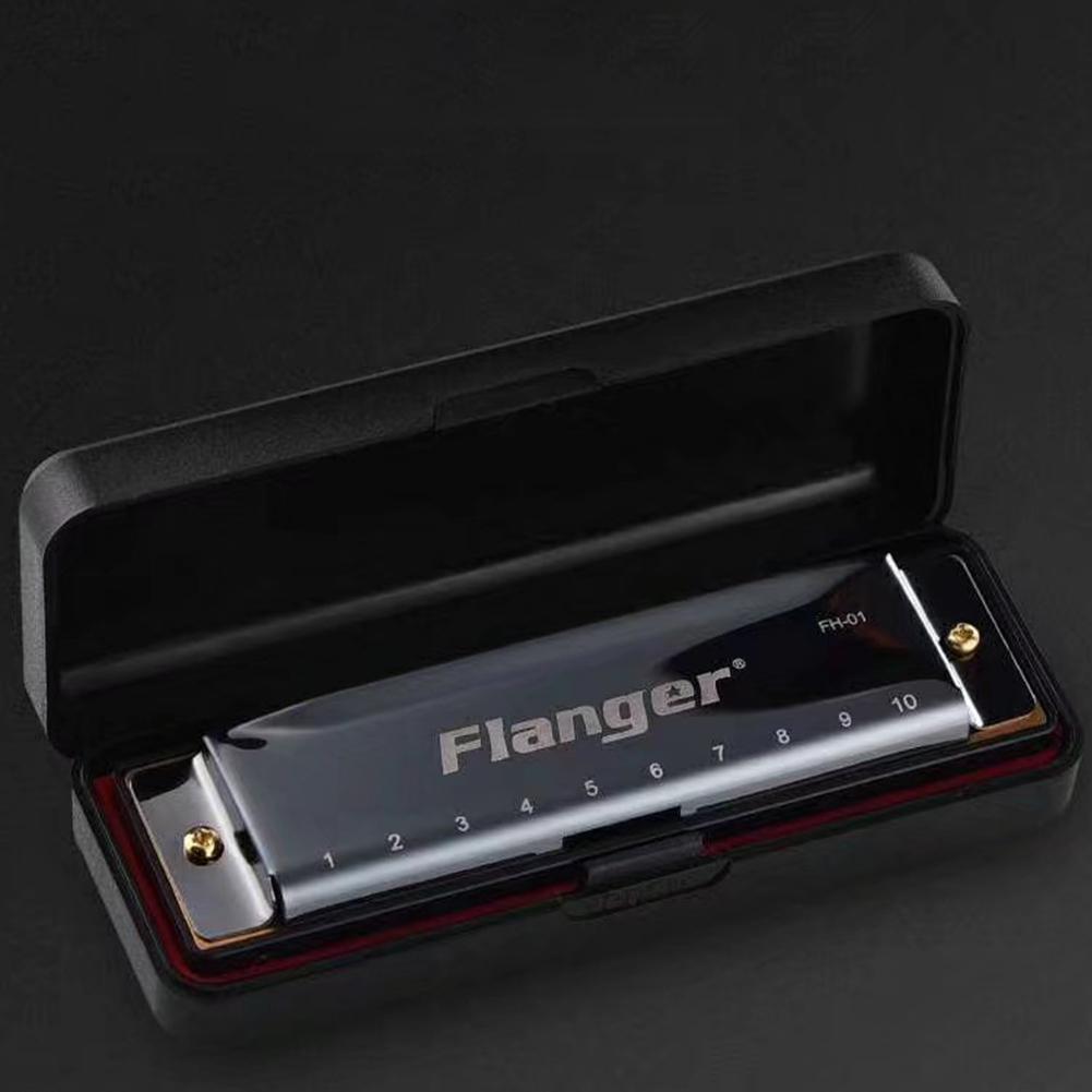 Flanger 10 Hole 20 C Tone Diatonische Blues Harmonica Standaard Mond Sleutel Orgel Met Case Voor Beginners Professionele Muziek FH-01