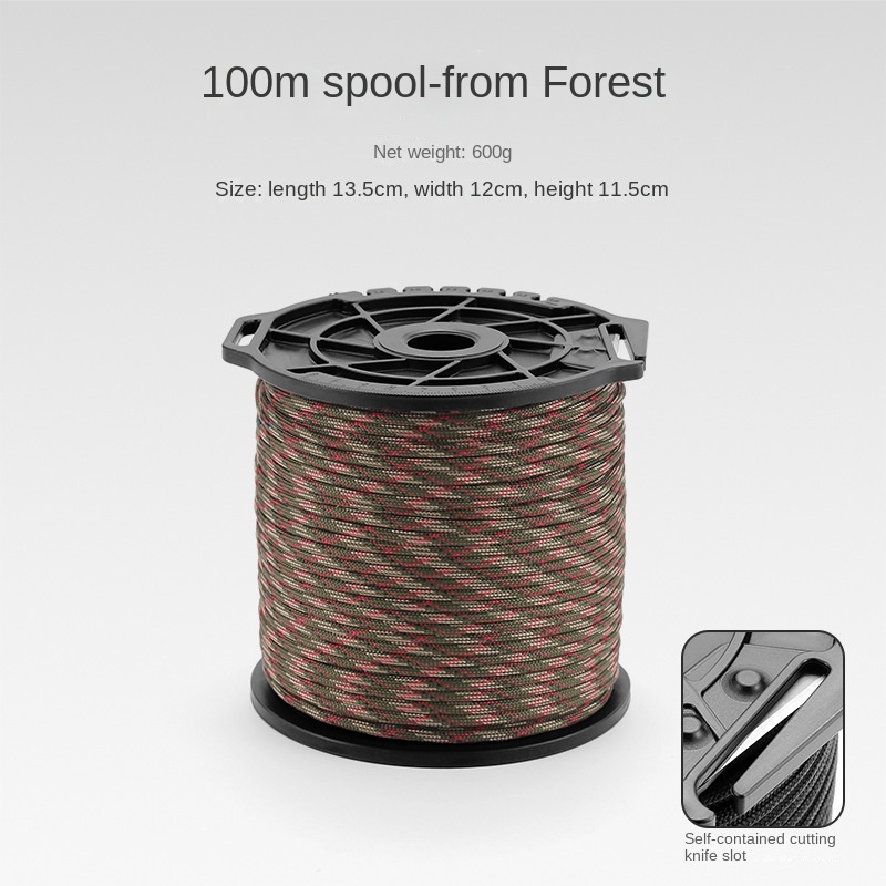 650 Paracord 9-strängiges 4 mm Fallschirmseil mit multifunktionaler Spulenrolle für DIY-Herstellung von Schlüsselband-Armbändern, Hundehalsband, Zeltseil: Grün
