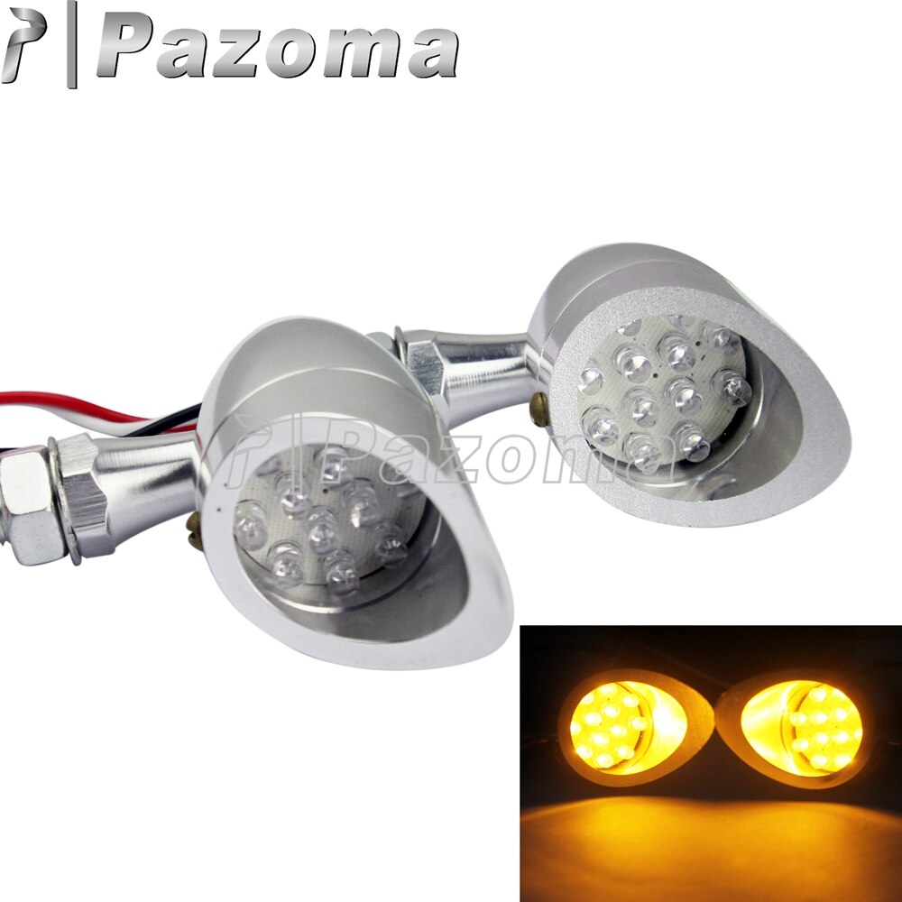 Luz LED de señal de giro para motocicleta, luces intermitentes plateadas de aluminio ámbar para Harley, Chopper, Cafe Racer