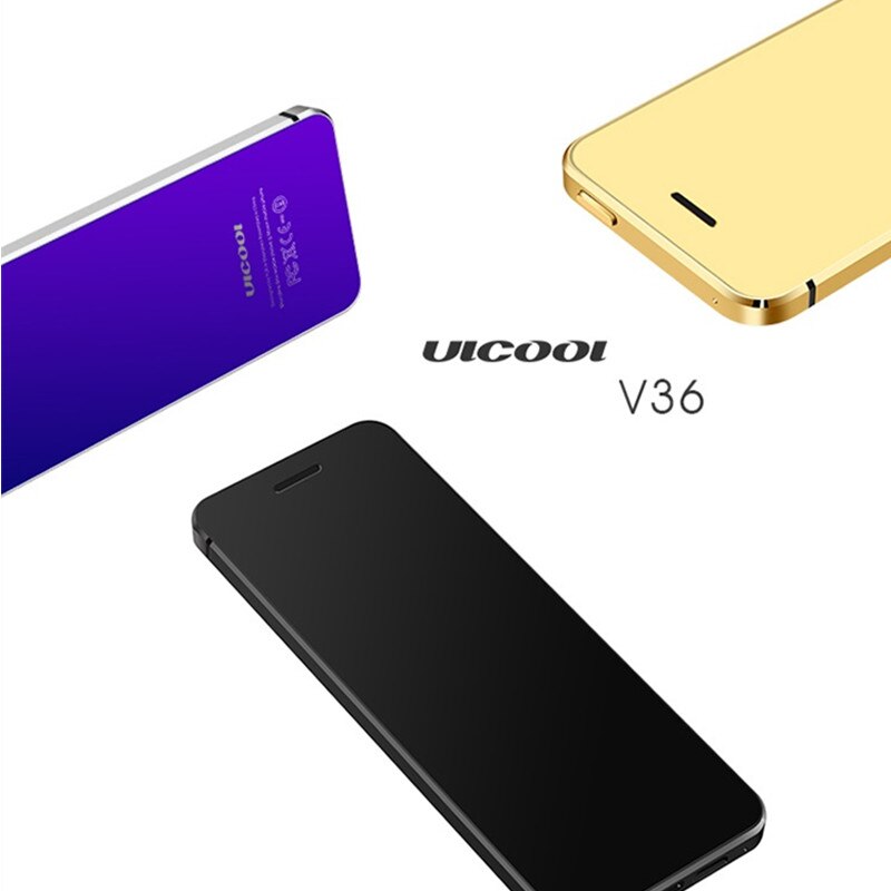 Ulcool V36 corps en métal Bluetooth 2.0 Dialer Anti-perte double SIM ultra-mince carte de crédit téléphone portable + étui + protecteur d'écran