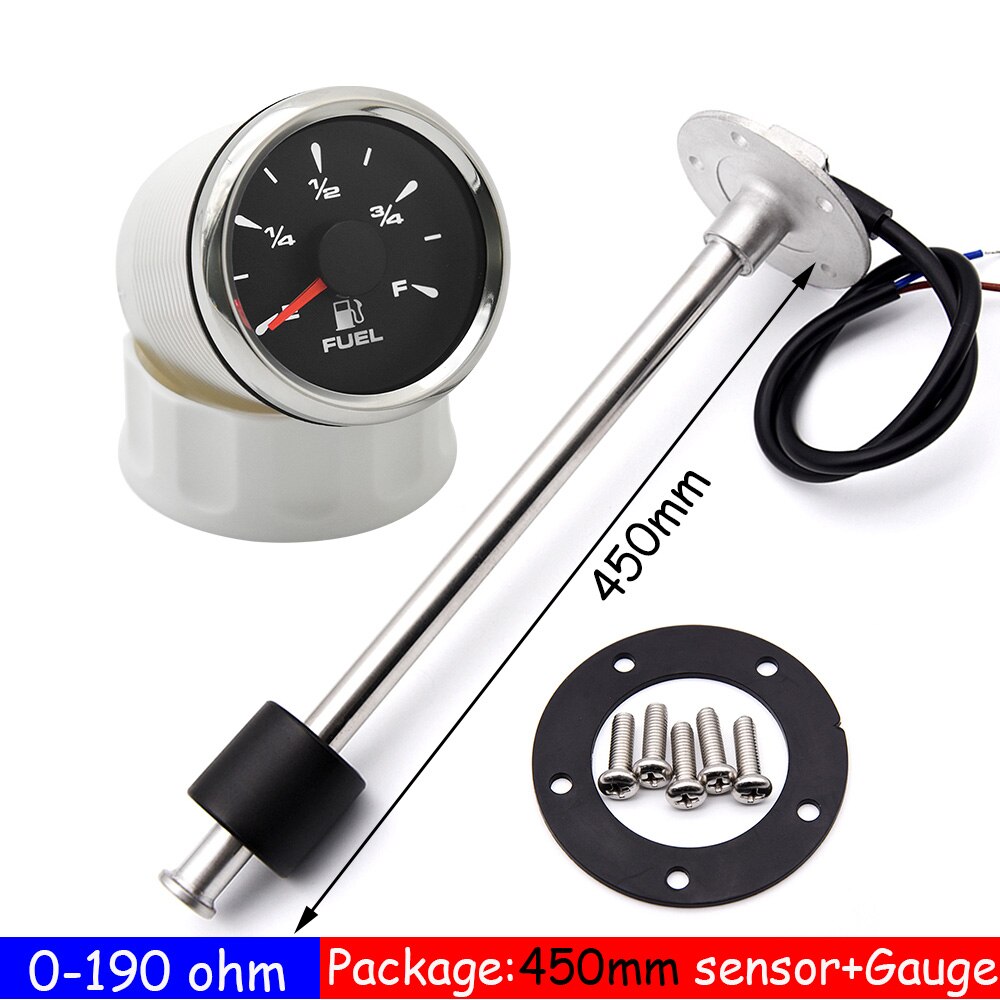8 Color LED Auto Fuel Level Gauge with Fuel Level Sensor 0-190ohm Fuel Sender Unit Fit Fuel Indicator Level Meter RV Boat 9-32V: 450mm