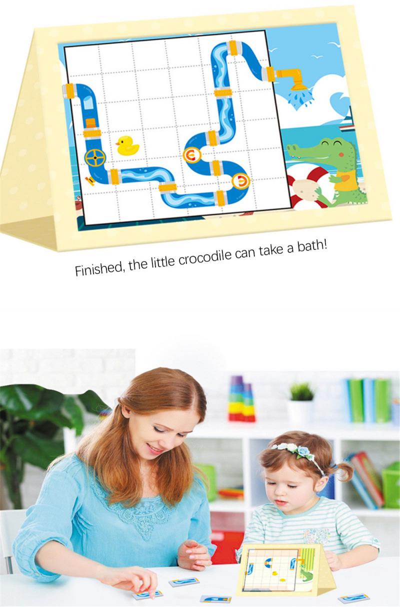 1Set Magnetische Puzzel Kleine Krokodil Baden Brandbestrijding Game Magnetische Puzzel Kinderen Speelgoed