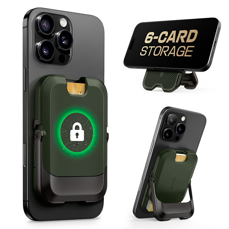 SUPCASE Magnetic Wallet Phone Stand Card Holder para iPhone Serie 16/15/14/13 Cerradura magnética fuerte Cartera MagSafe con soporte: Verde