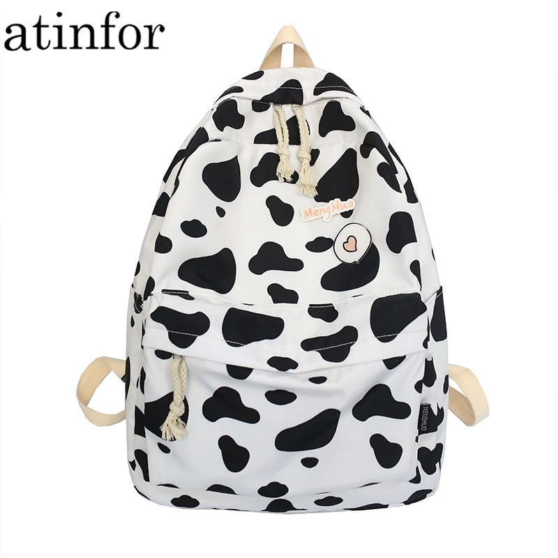 Atinfor Koe Patroon Vrouwen Rugzak Meisjes Rugzakken College Boekentas Vrouwelijke Casual Knapzak Schooltas Voor Tieners