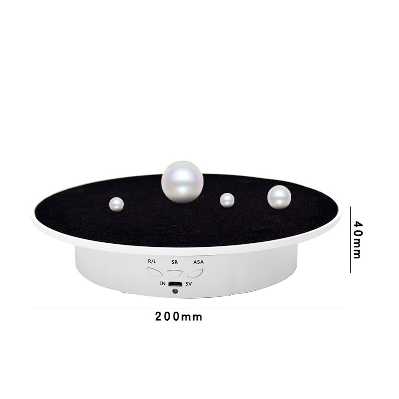 Electric Rotation Display Stand Turntable Video Shooting Platform Live Dynamic Rotating Shooting Table Props 20*20*4cm: White black velvet