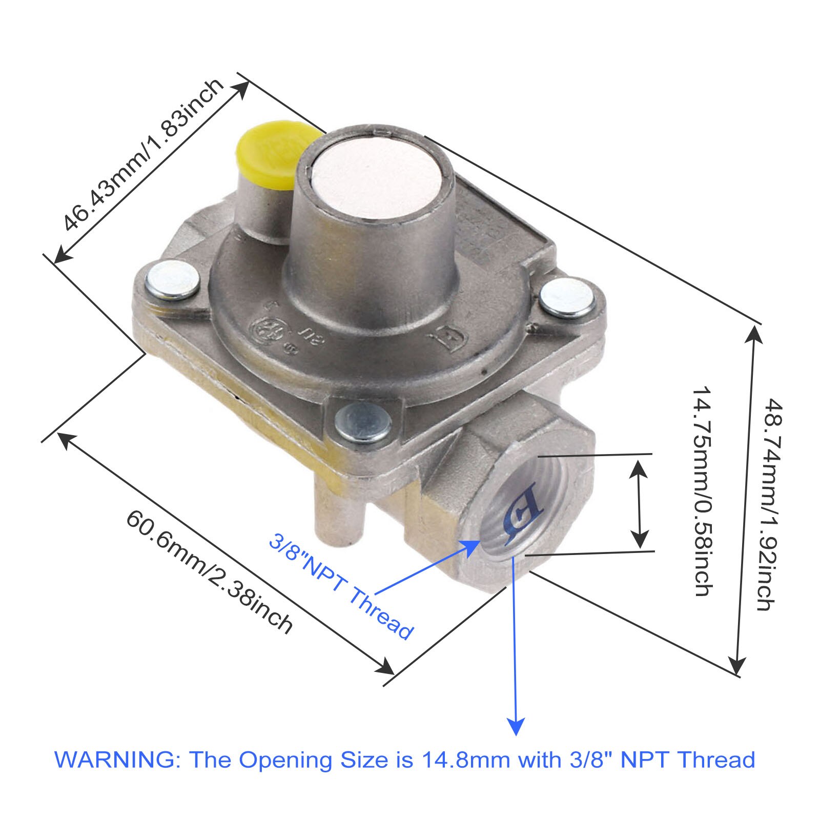 3/8 NPT Regulator With Gas Line Pipe Thread Tape For NG Gas NPT Natural Gas Low Pressure Regulator 5 Water Column Range