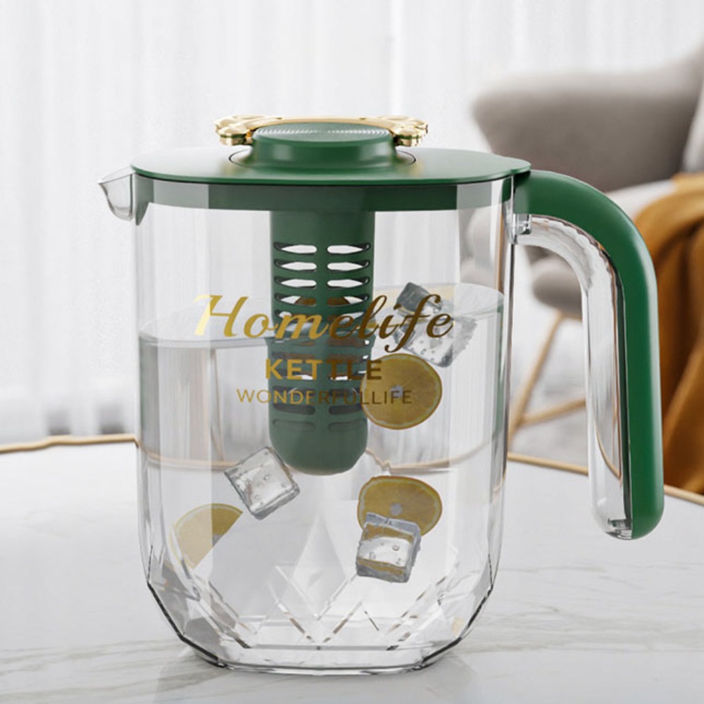 Drinkware Heat Resistant Cold Kettle Transparent with Filter and Cup Water Jug Plastic Large-capacity Water Bottle Jucie: Clear