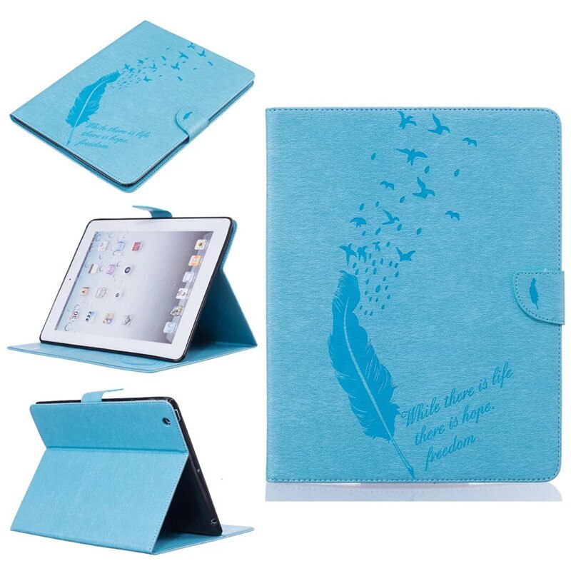 PU Leather Flip Case for Apple iPad 2/3/4 - Shockproof Wallet Stand Cover with Card Slots: Light Blue