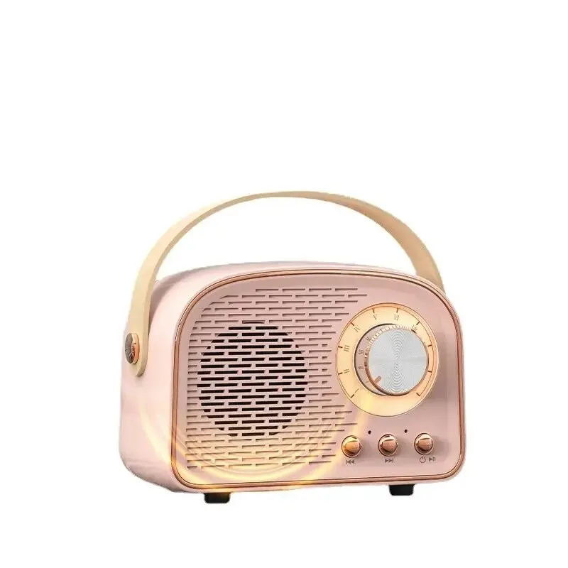 Retro Bluetooth Lautsprecher USB AUX TF FM Radio Tragbare Mini Boombox Verbesserte Bass Für Tisch Home Outdoor Vintage Audio MP3: Rosa