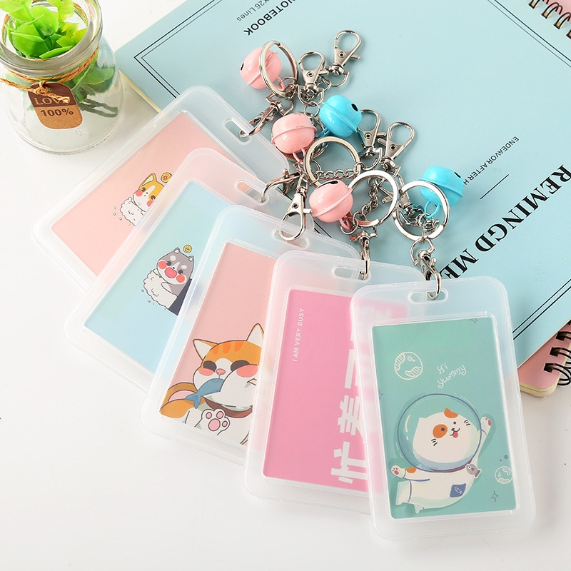 Bank Credit Card Holder Card Cover Cartoon Cute Student Bus ID Card Cover Bag Women Men Keychain Card Case Kids